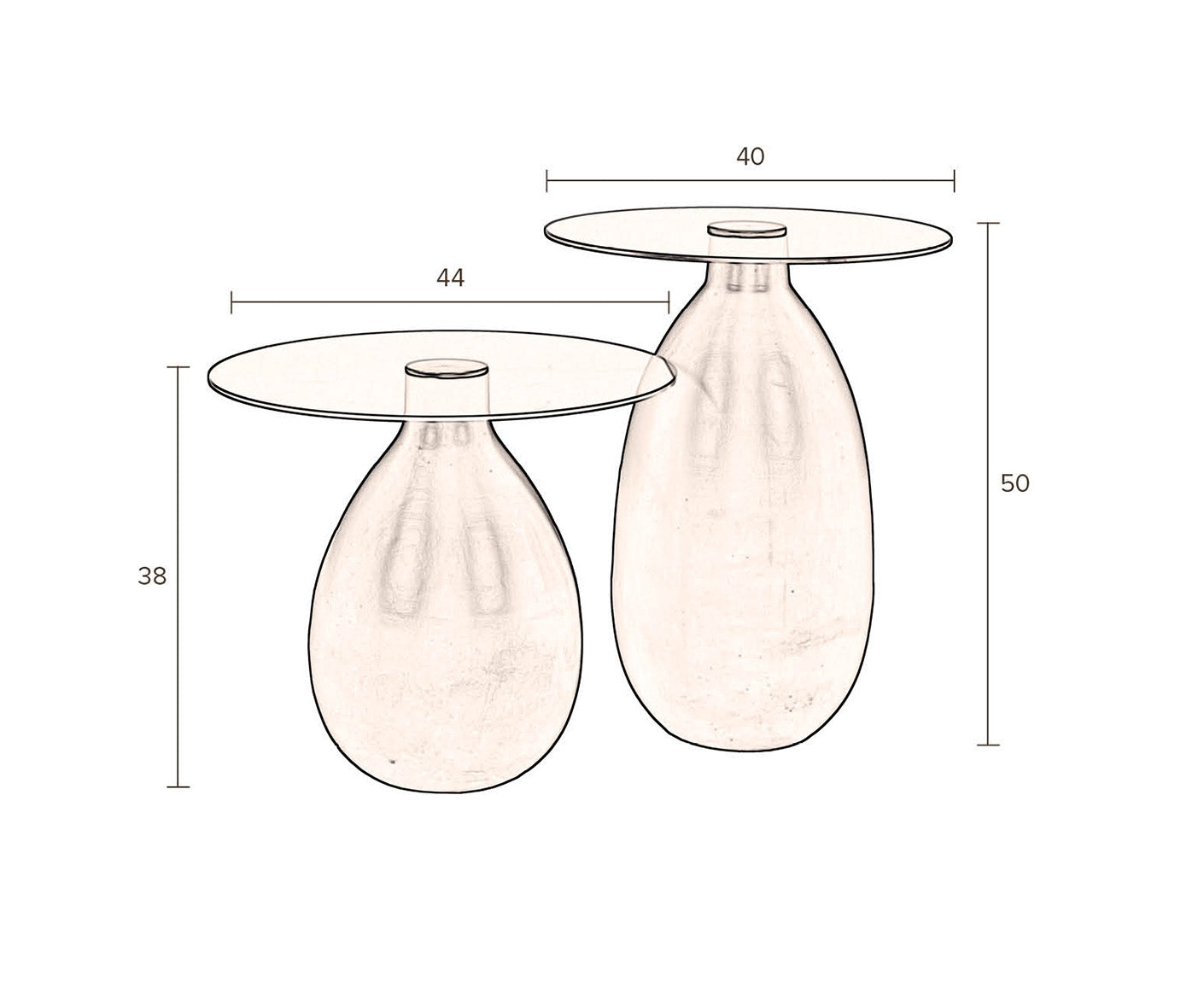 Selene Beistelltisch Set 44 x 44 cm Braun