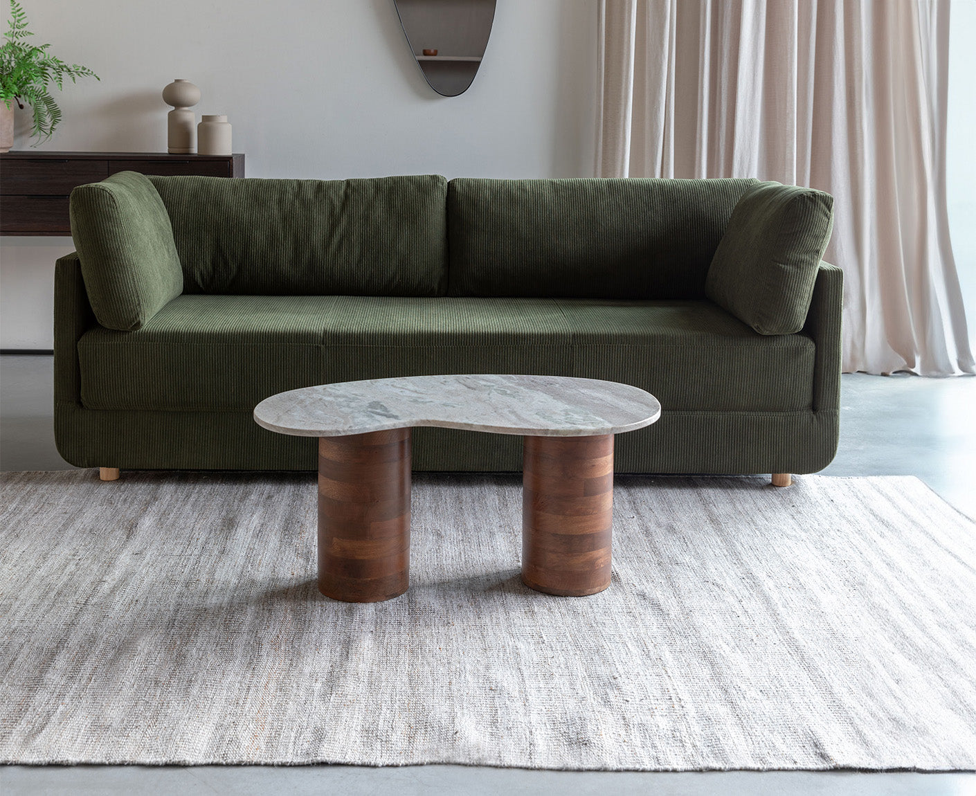 Peli Couchtisch Marmor / Massivholz Mango