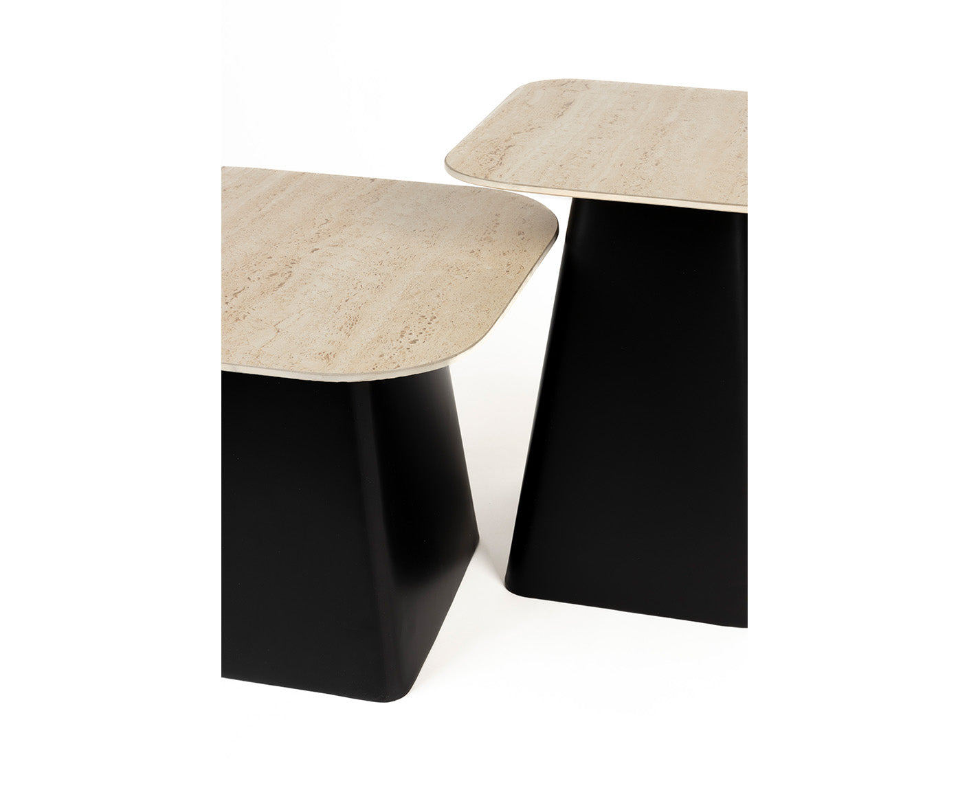 Baru Beistelltisch 2er-Set Keramik Beige / Schwarz
