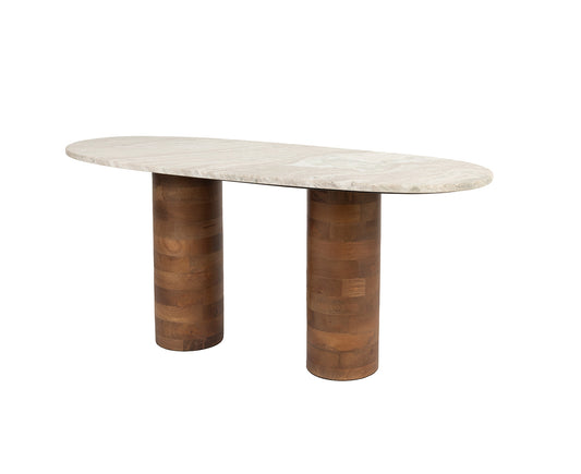 Kouk Couchtisch Oval Marmor / Massivholz Mango