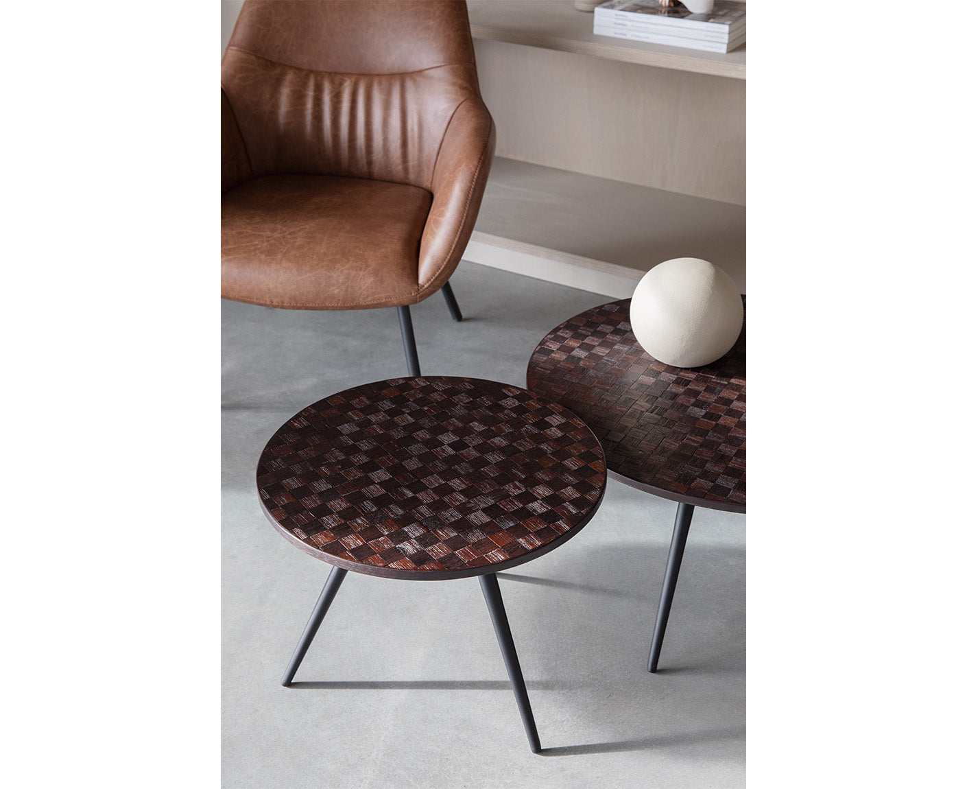 Webster Couchtisch Teak / Schwarz 2-er Set