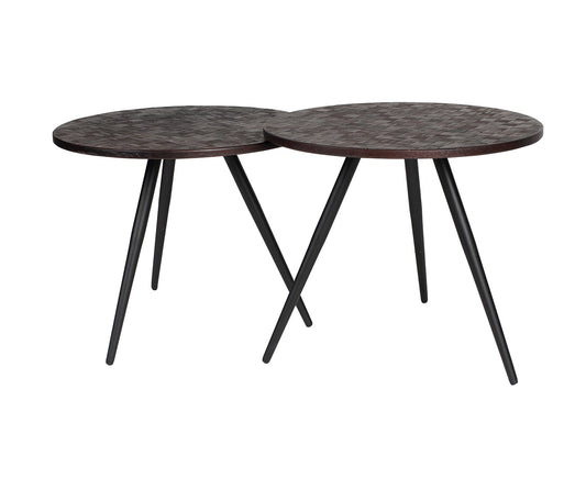 Webster Couchtisch Teak / Schwarz 2-er Set