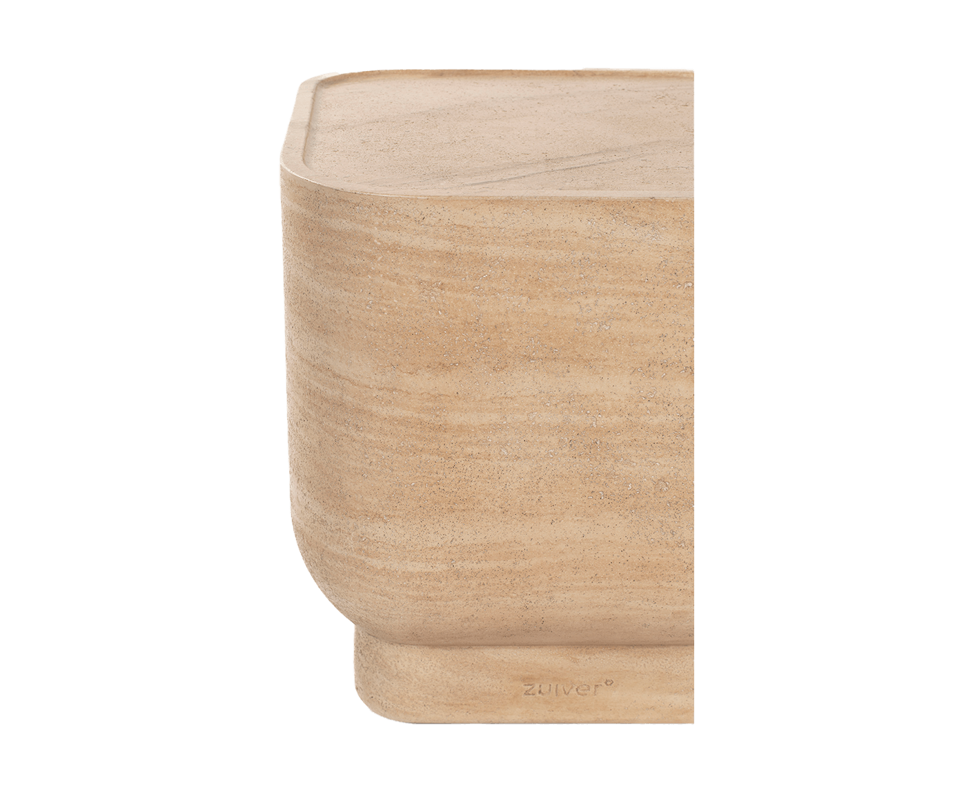 Noble Beistelltisch Eckig Beton / Beige-Travertin