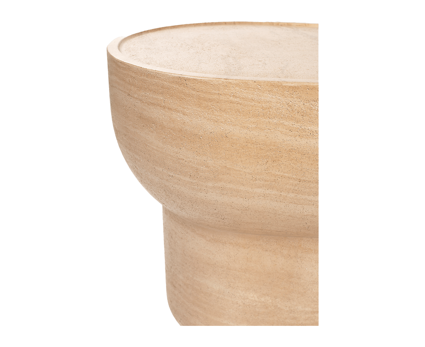 Noble Beistelltisch Oval Beton / Beige-Travertin