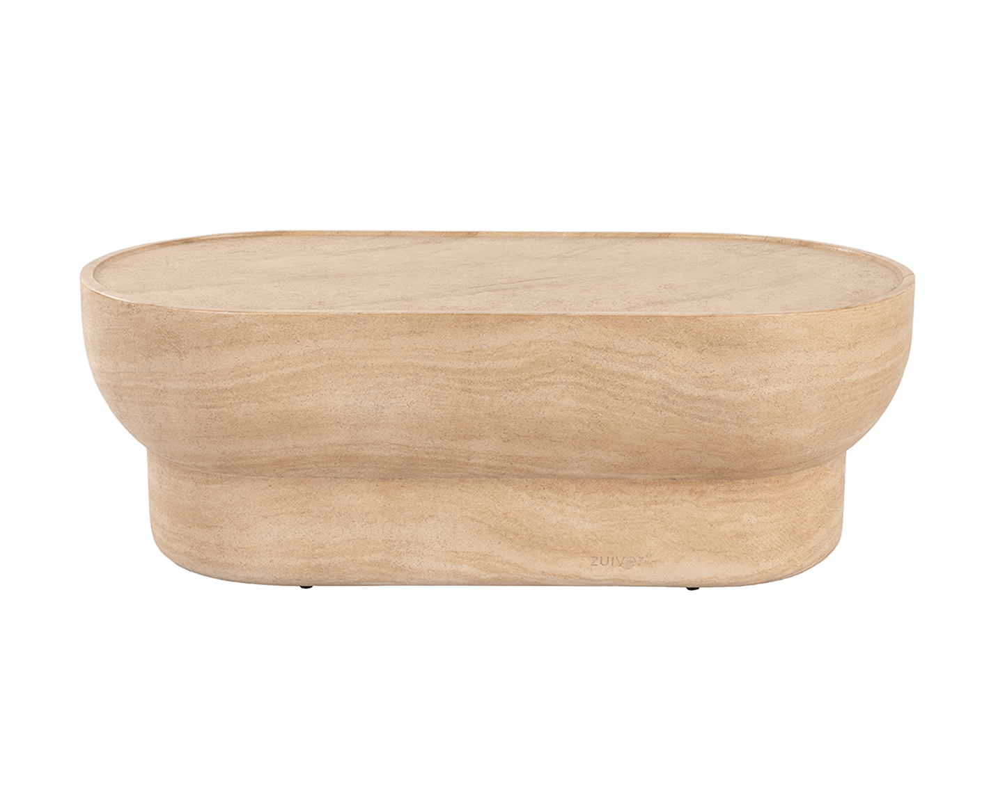 Noble Couchtisch Oval 100 x 50 cm Beton / Beige-Travertin