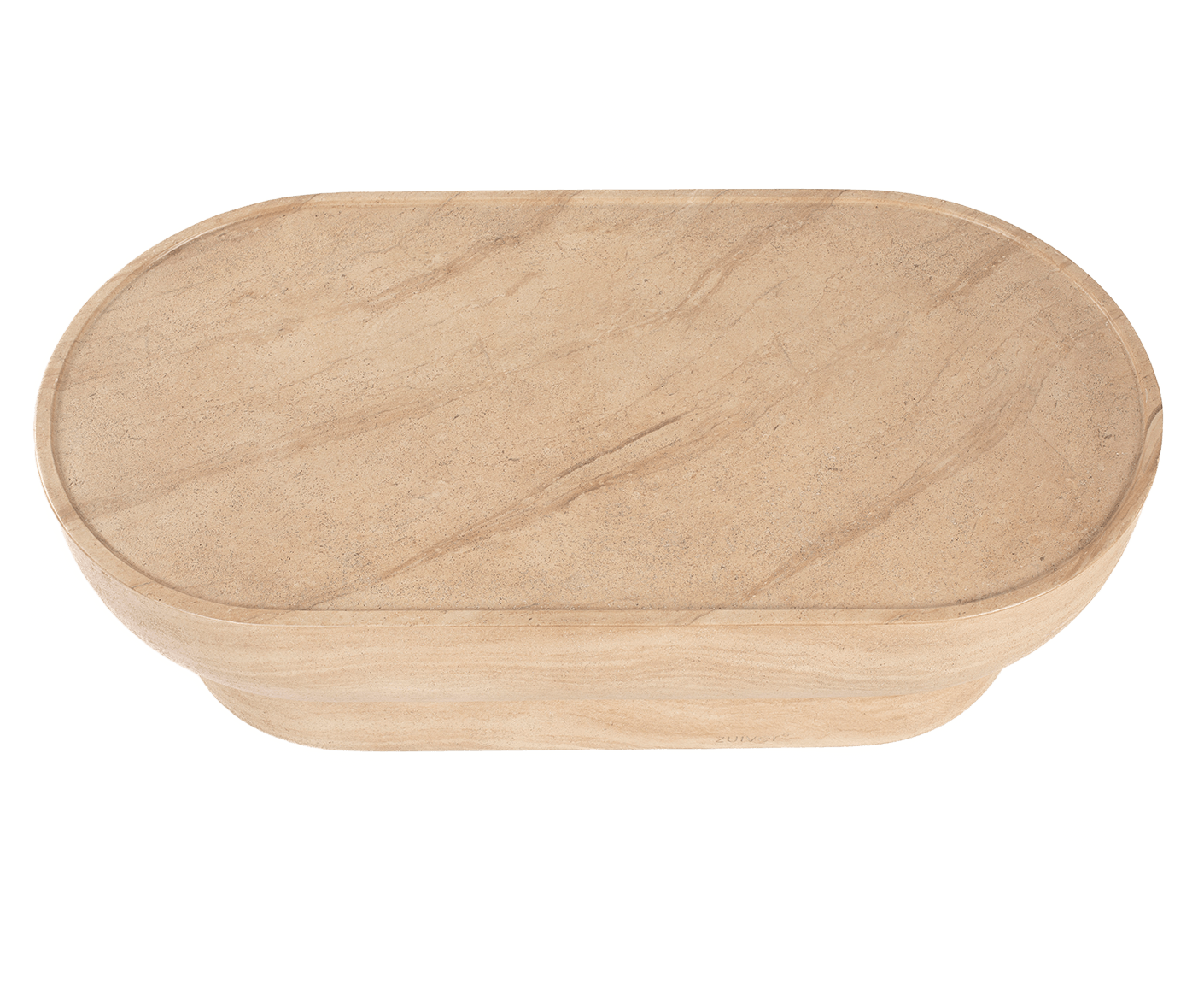 Noble Couchtisch Oval 100 x 50 cm Beton / Beige-Travertin