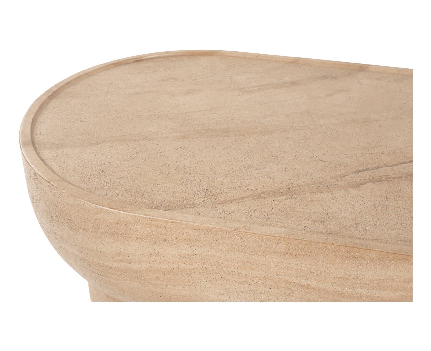 Noble Couchtisch Oval 100 x 50 cm Beton / Beige-Travertin