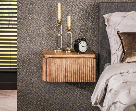2er Set Nachttisch Mango Massivholz Sand