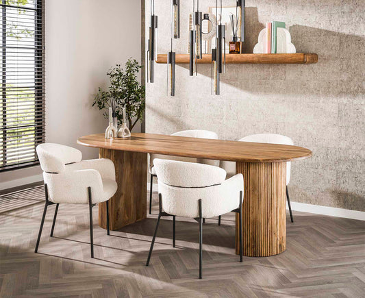 Wave Esstisch 215 cx 90 cm (BxT) Mango Massivholz Sand