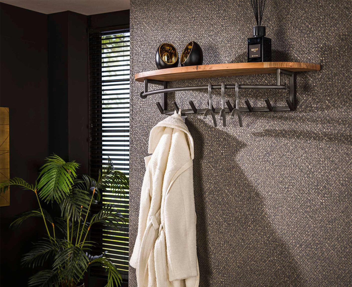 Wandgarderobe inkl. Haken Akazie Massivholz