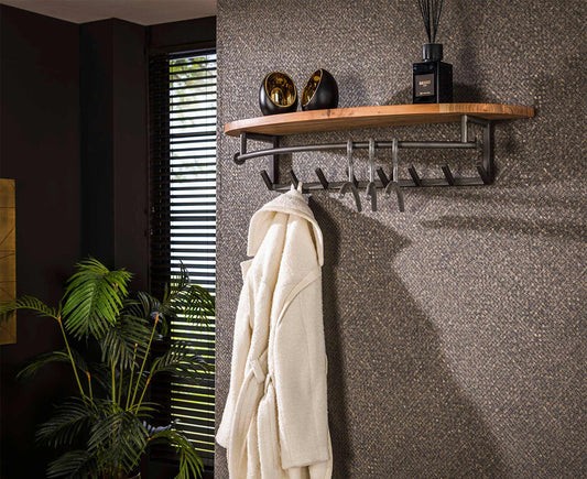 Wandgarderobe inkl. Haken Akazie Massivholz
