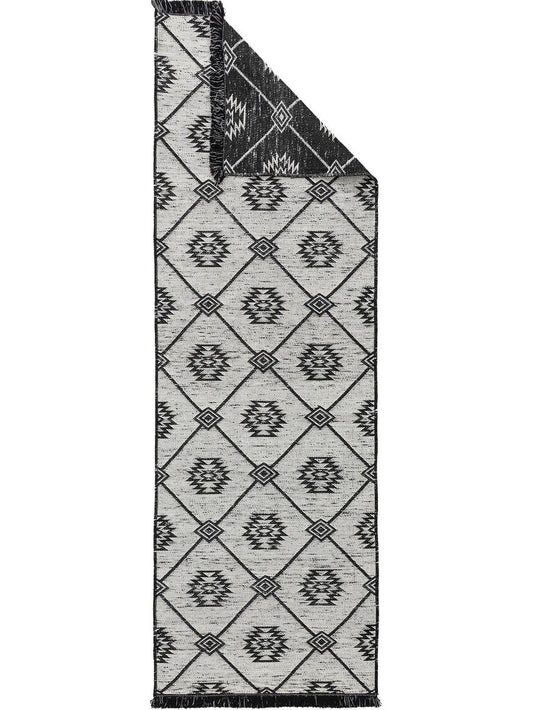 Teppich Läufer aus recyceltem Material Vigo 80x240 cm Beige / Schwarz