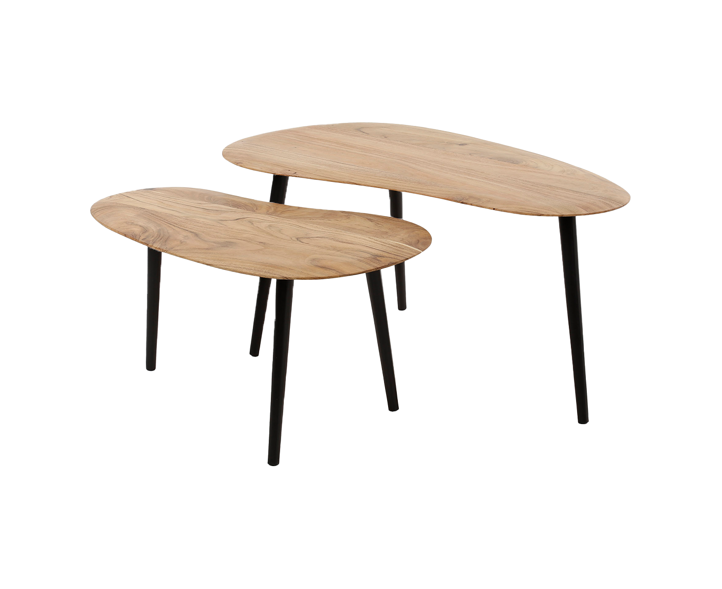 2er Set Couchtisch Massivholz Akazie
