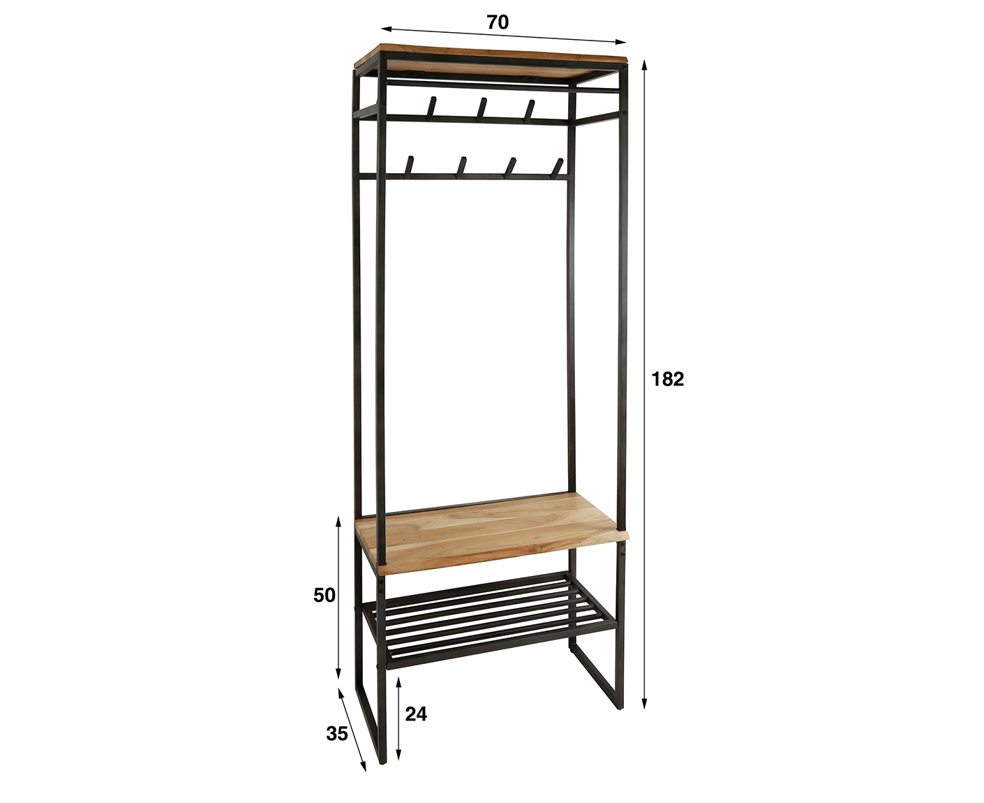 Edge Stab Komplettgarderobe Akazie Massivholz Natur