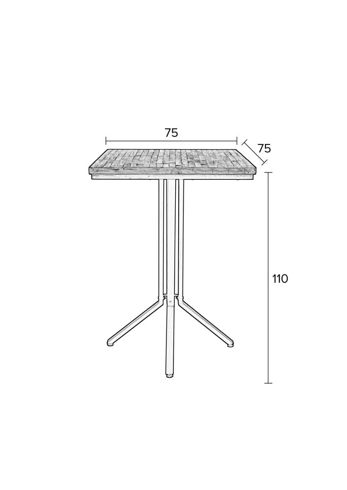 Maze Bartisch quadratisch Braun - Voelpe