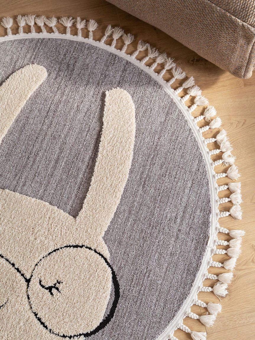 Kinderteppich Momo Ø 120 cm rund Grau