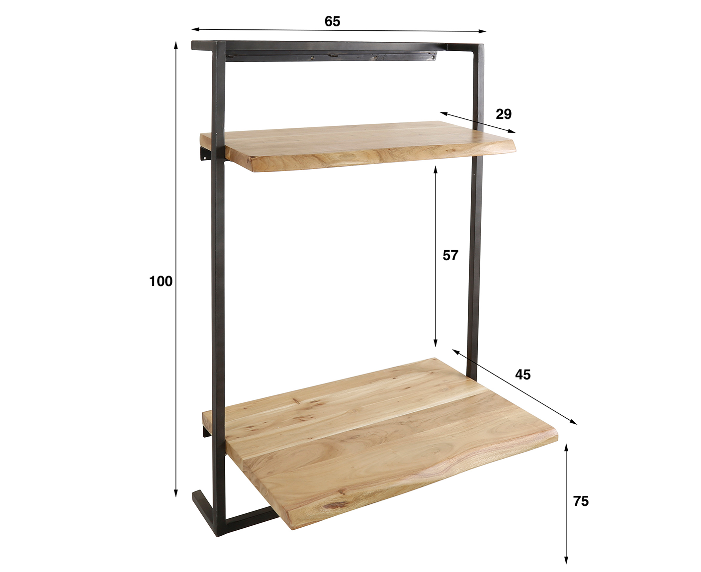 Air Solid Wandschreibtisch Akazie Massivholz Natur