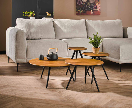 Teca Couchtisch 4er Set Teakholz Massiv