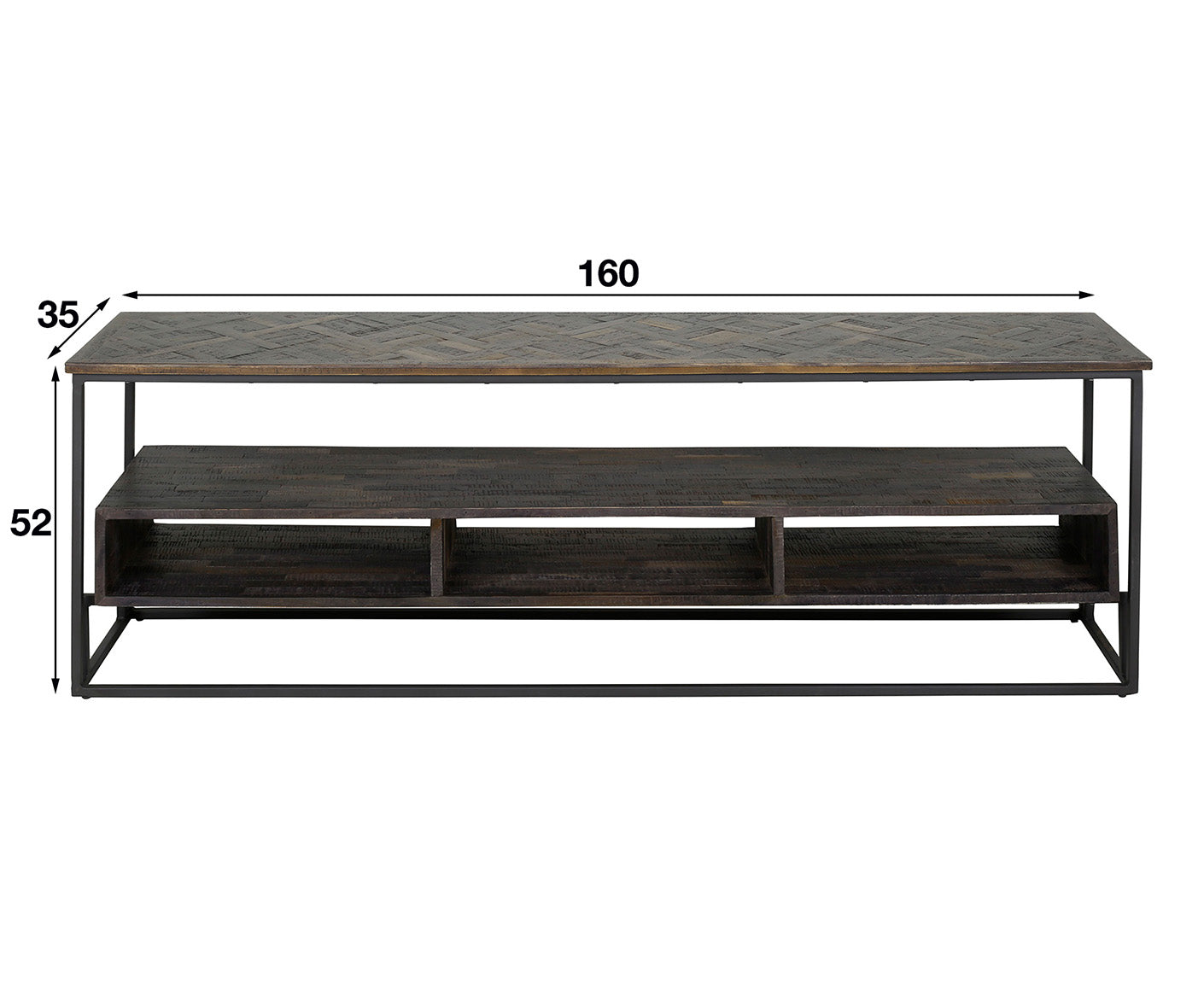 Teca TV-Lowboard 160 cm Teakholz Braun verwaschen