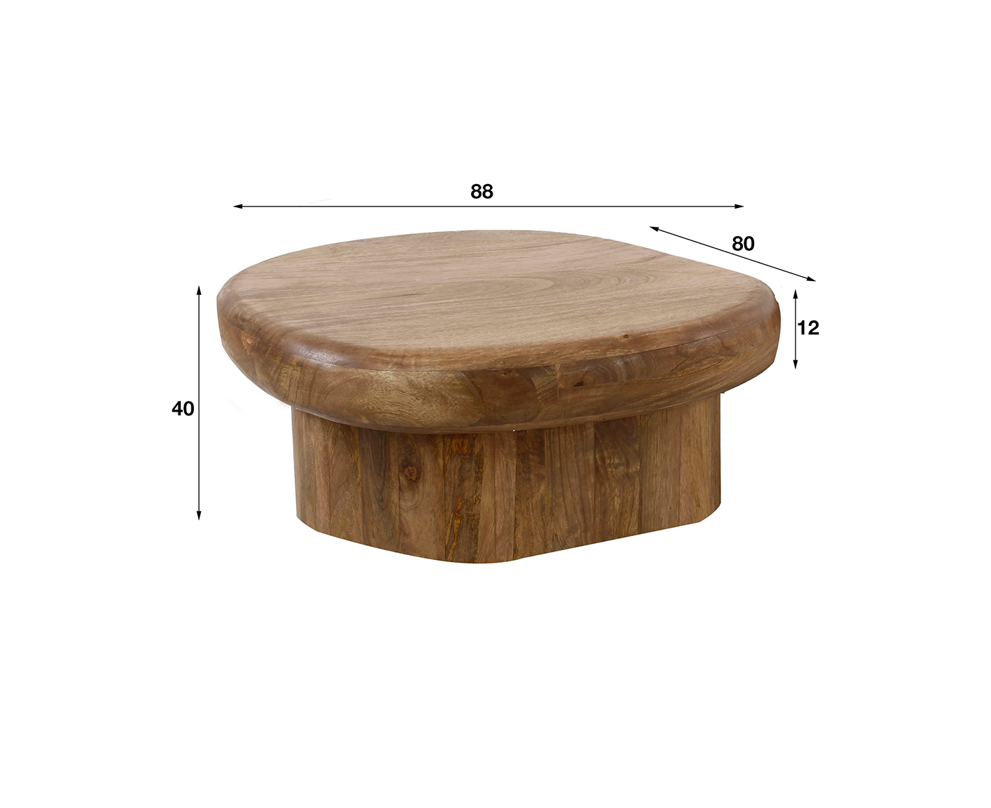Couchtisch Sleek 90cm Massiv Mangoholz Sand