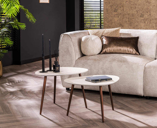 Couchtisch 2er Set dreieckig Stone / Marmor Composite