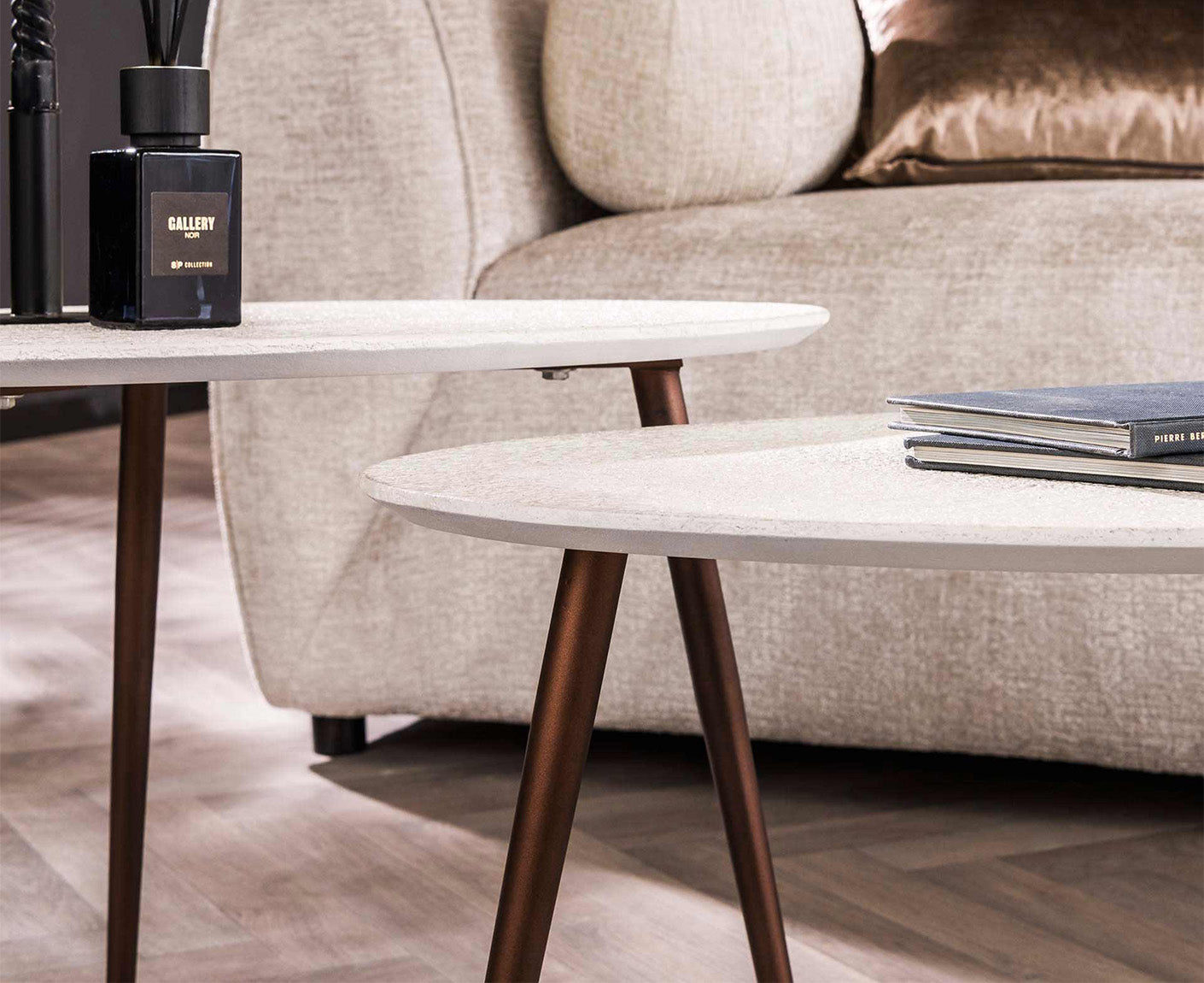 Couchtisch 2er Set dreieckig Stone / Marmor Composite