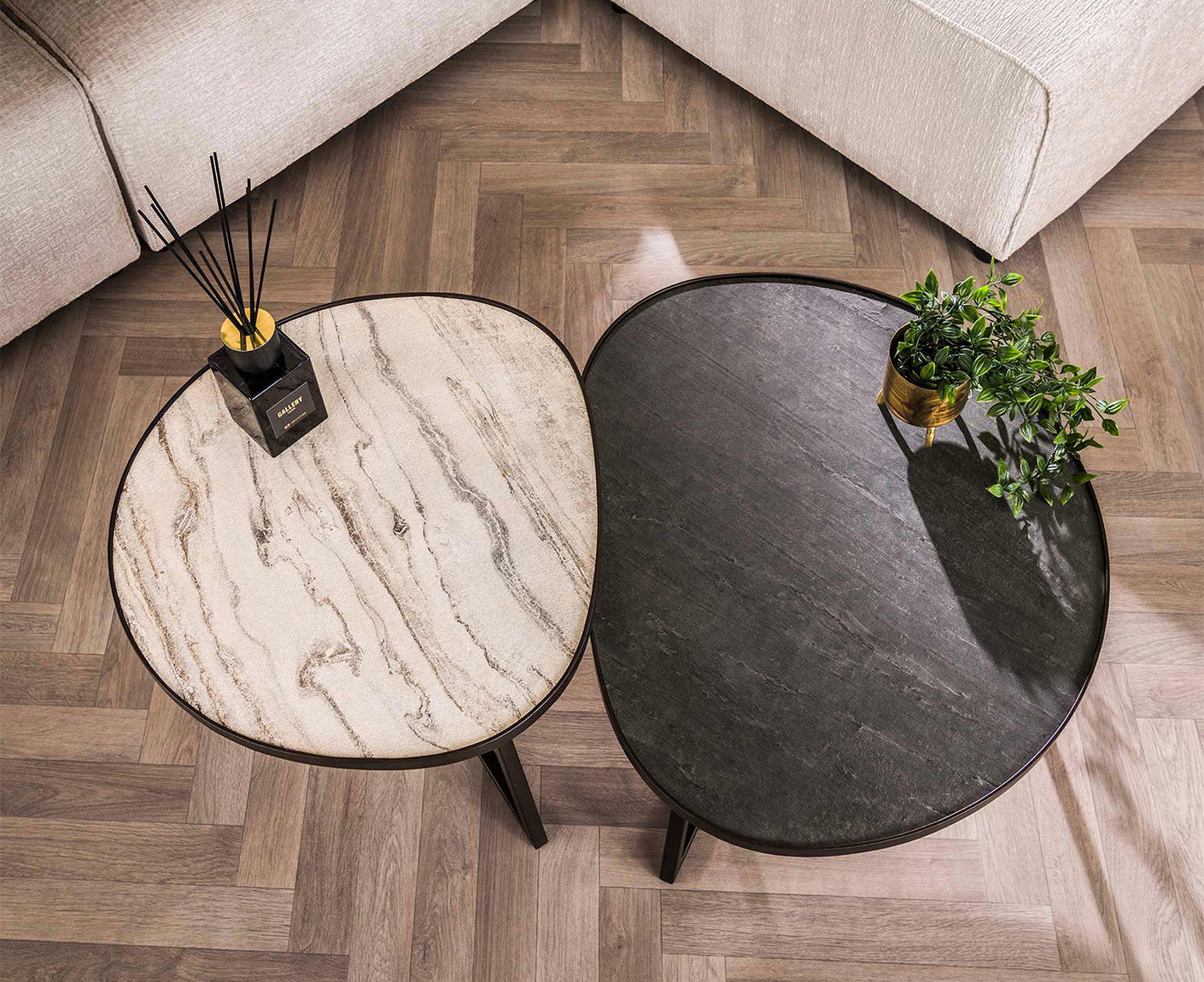 Couchtisch 2er Set Slate Dreieck / Schiefer