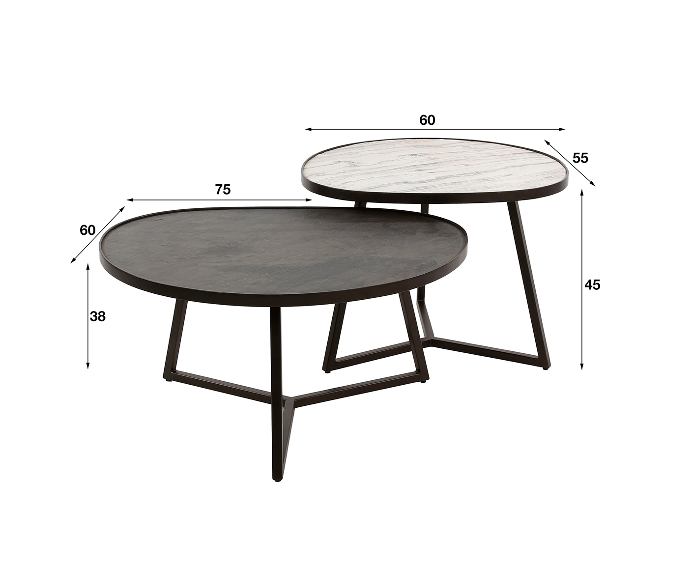 Couchtisch 2er Set Slate Dreieck / Schiefer