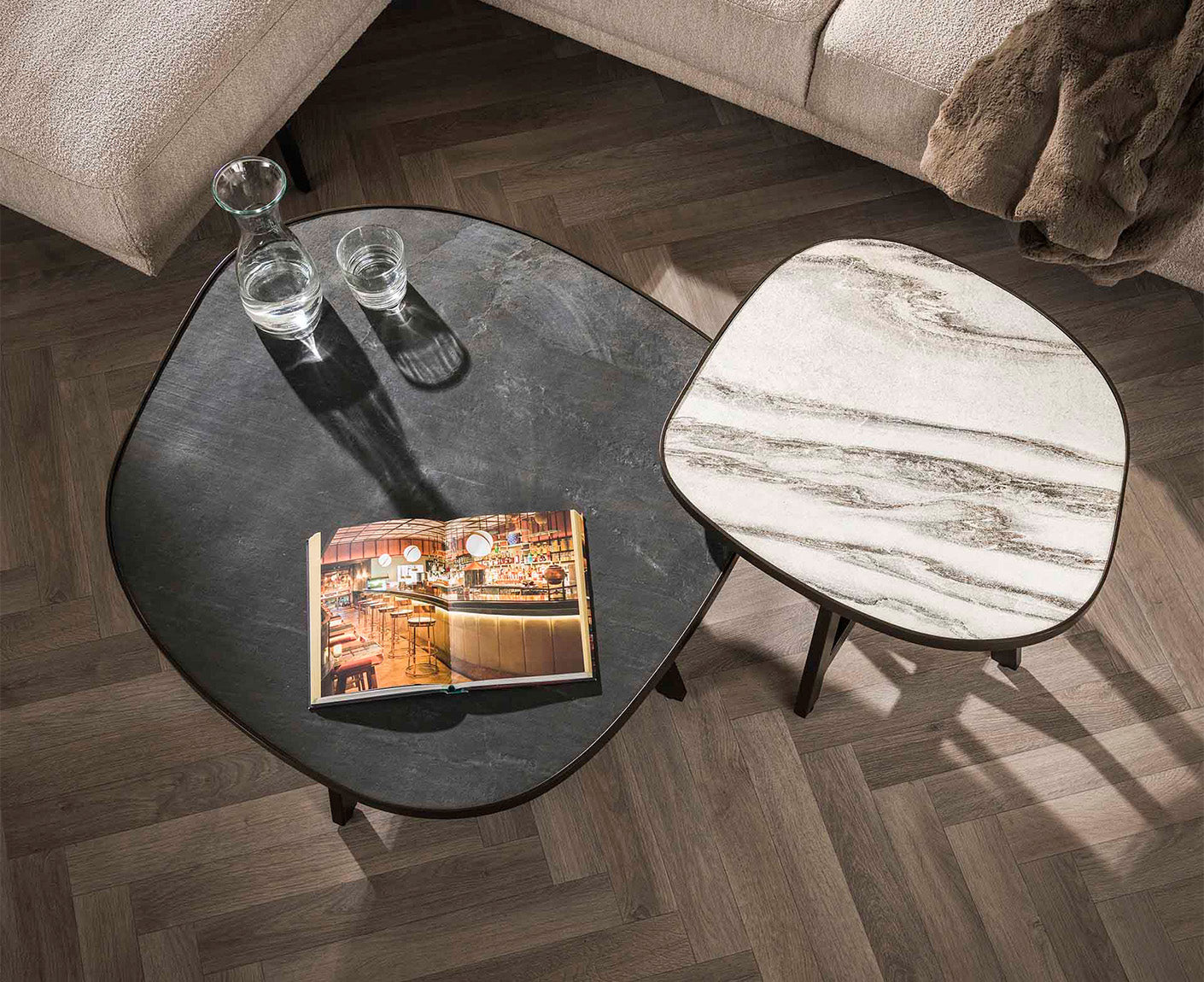 Couchtisch 2er Set Slate Organic / Schiefer