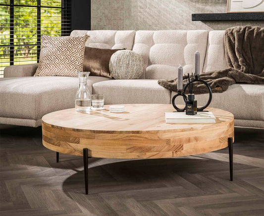 Couchtisch 120 cm Bulky Wood / Massiv Akazie Natur