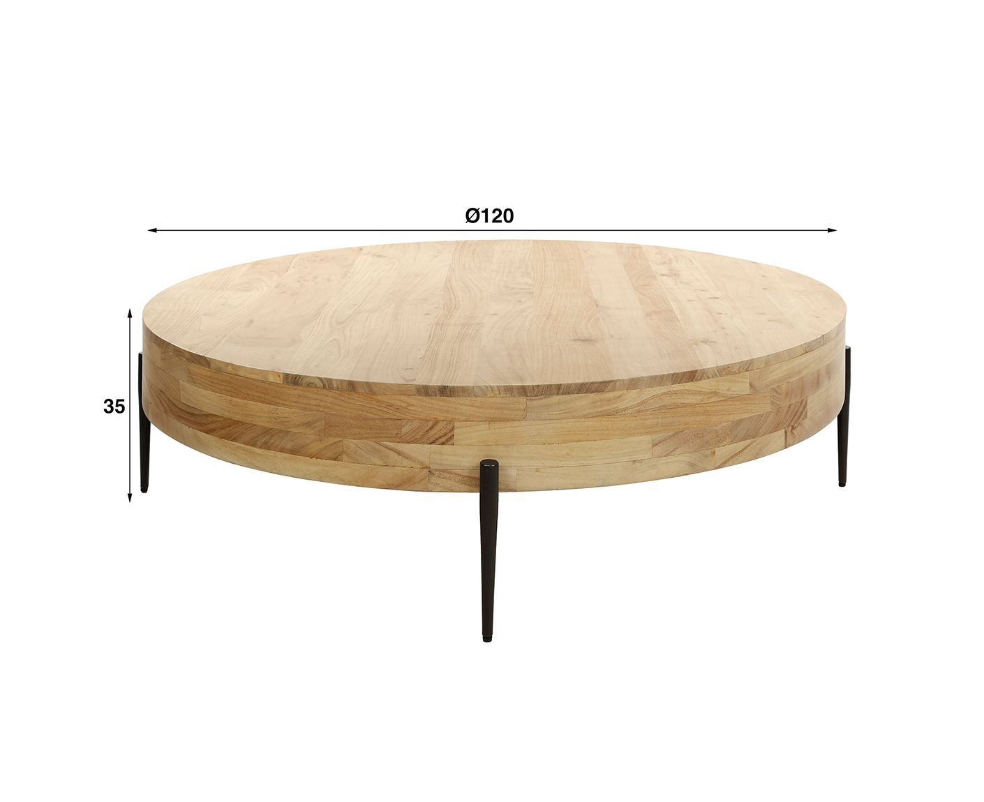 Couchtisch 120 cm Bulky Wood / Massiv Akazie Natur
