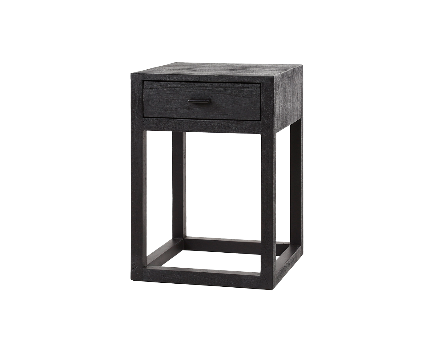Nachttisch 1L Black Square / Massiv Akazie schwarz