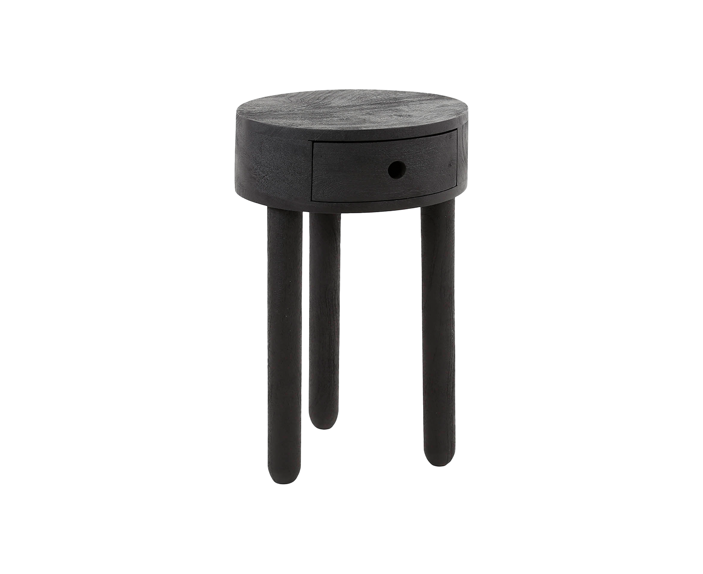 Nachttisch 1L Round Full Wood / Massiv Akazie schwarz