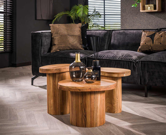 Couchtisch 3er Set Shape / Massiv Akazie