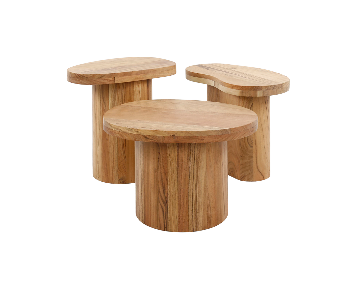 Couchtisch 3er Set Shape / Massiv Akazie