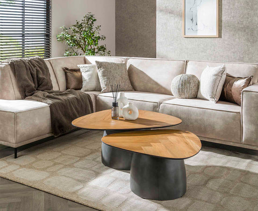 Couchtisch 2er Set Infinite / Recyceltes Teakholz Furnier