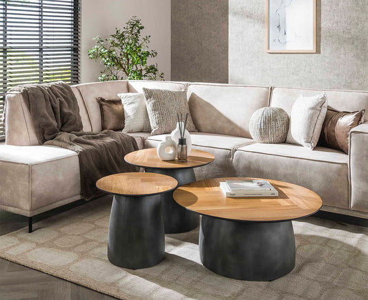 Couchtisch 3er Set Infinite / Recyceltes Teakholz Furnier