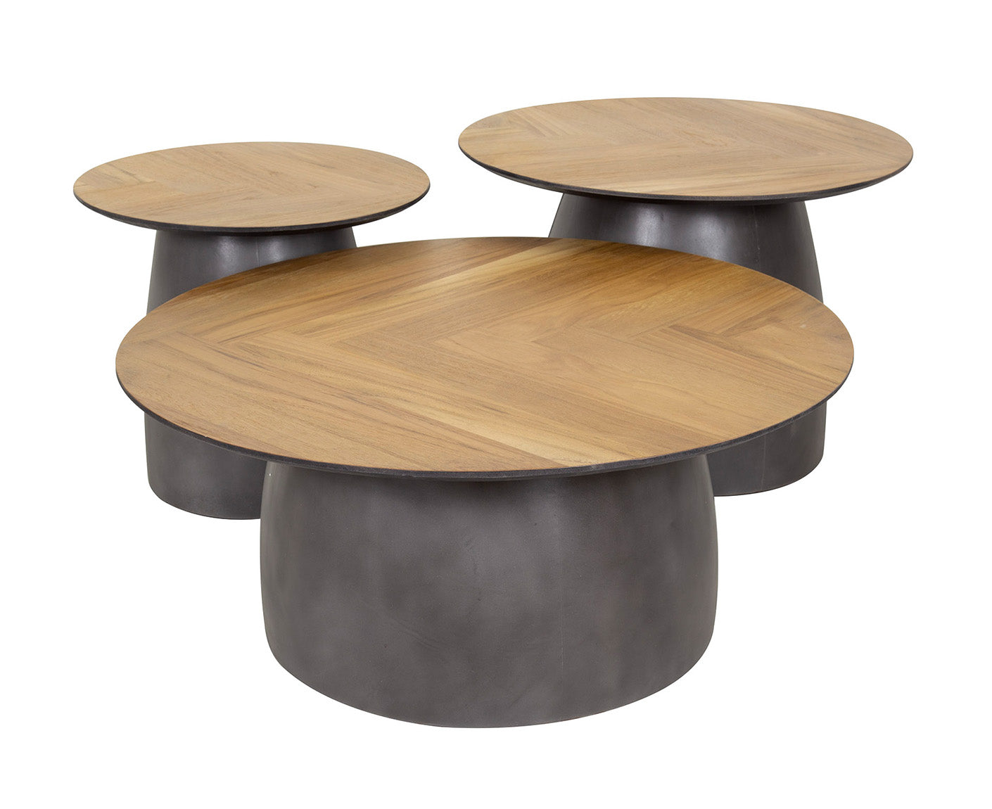 Infinite Couchtisch 3er Set, rund, Teakholz