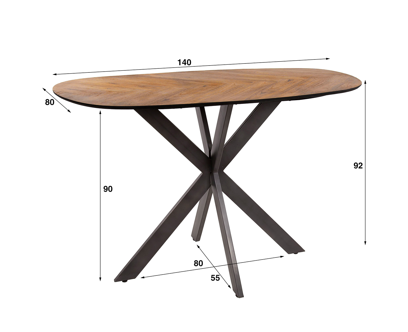 Bartisch 140 cm Organic / Recyceltes Teakholz Furnier