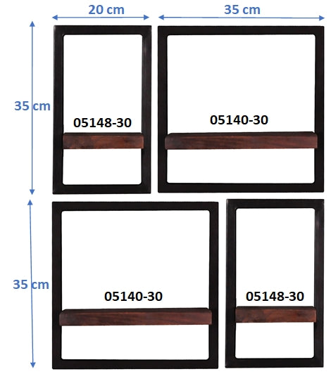 276955 ALMIRAH Wandregal-Set, 4-teilig Braun, Schwarz - Voelpe