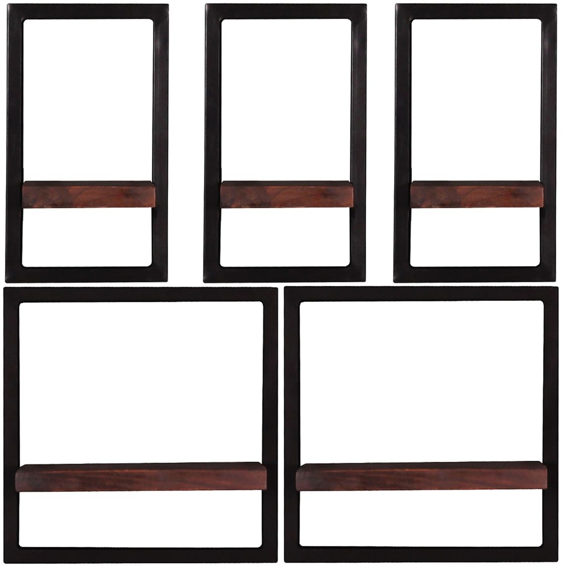 276961 ALMIRAH Wandregal-Set, 5-teilig Braun, Schwarz - Voelpe