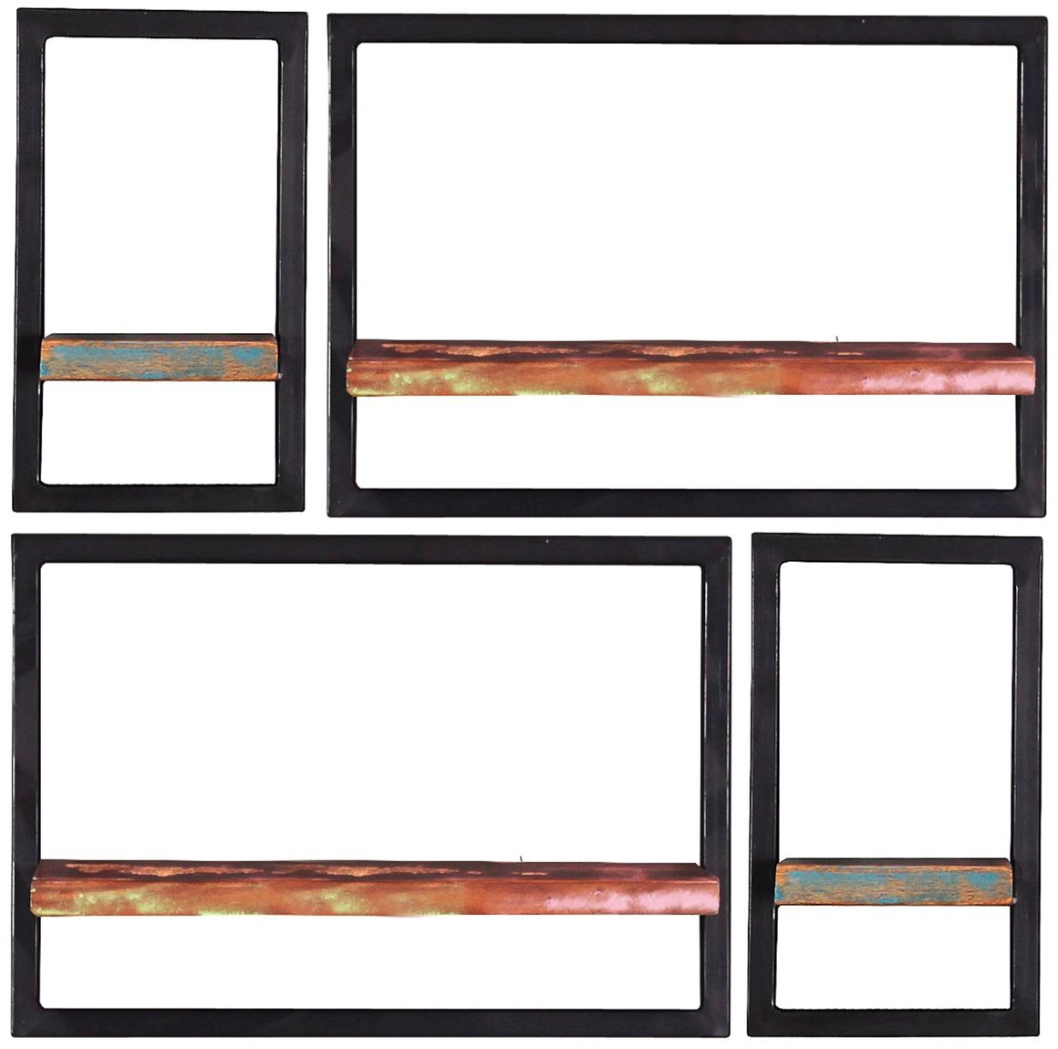 277118 RIVERBOAT Wandregal-Set, 4-teilig Bunt, Schwarz