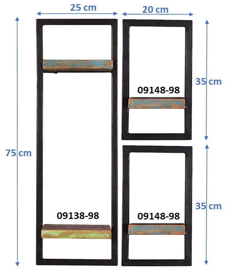 277121 RIVERBOAT Wandregal-Set, 3-teilig Bunt, Schwarz - Voelpe