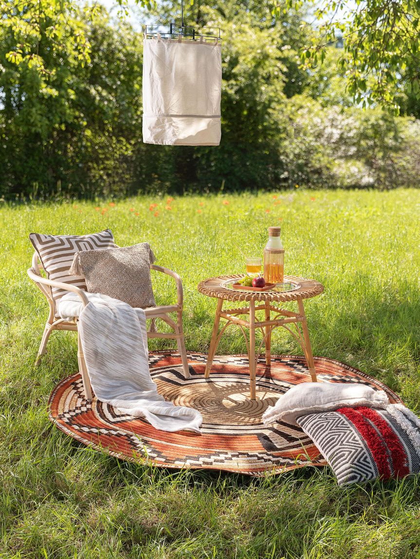 In- & Outdoor Teppich Artis Ø 160 cm rund Beige / Kupfer