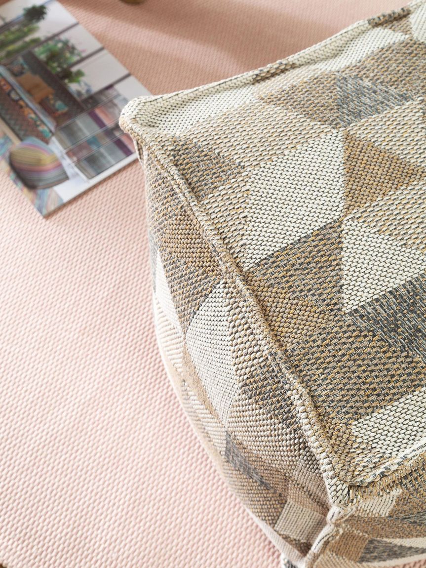 Pouf Barca 50x50x50 cm Beige / Grau