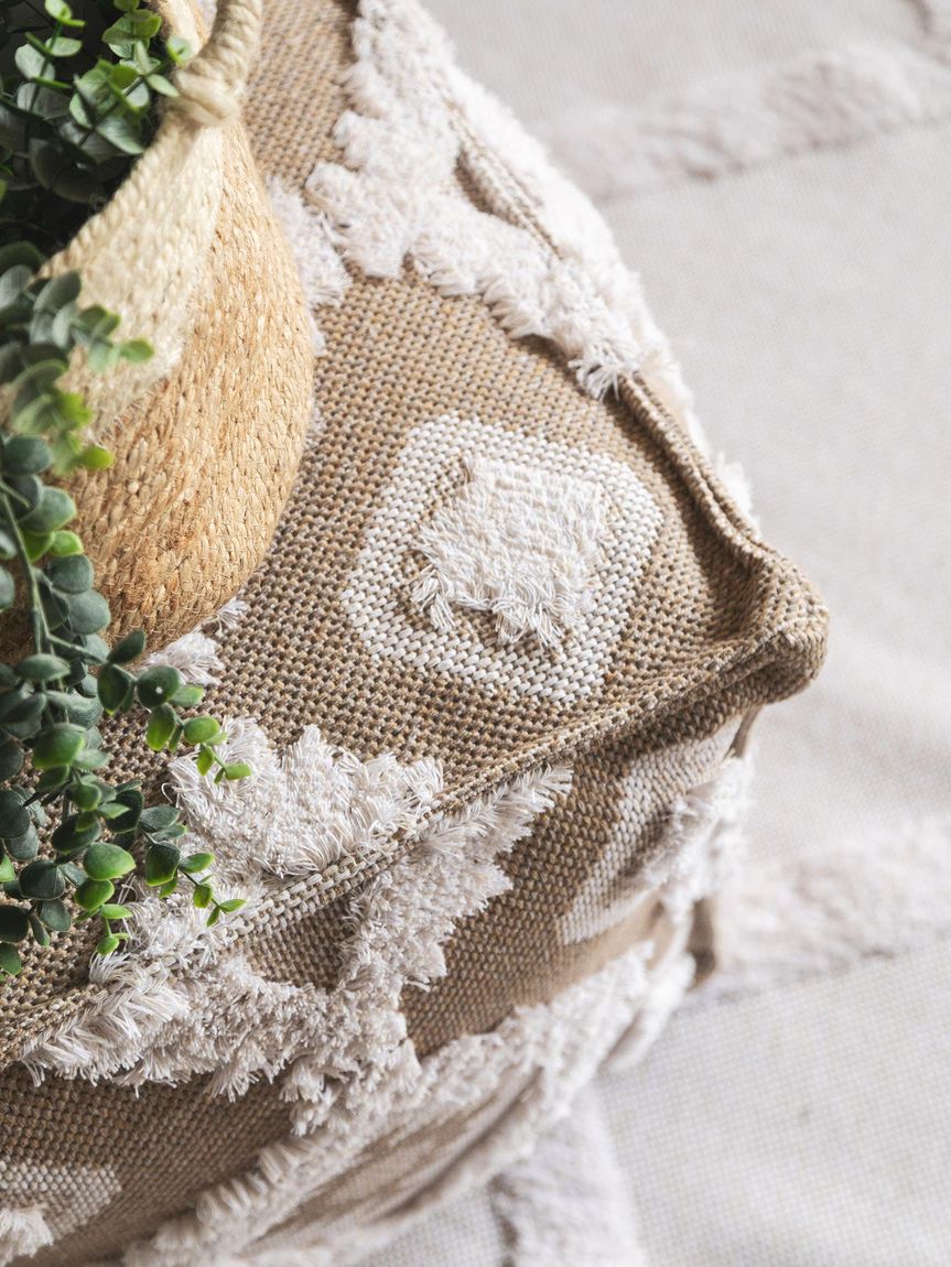 Pouf Bodo 50x50x50 cm Creame / Taupe