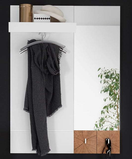 FOREST Garderobenpaneel Paneel Spiegel Wandgarderobe Weiß Hochglanz