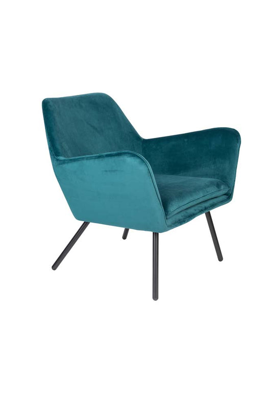 Bon Lounge-Sessel mit Samtbezug Blau - Voelpe