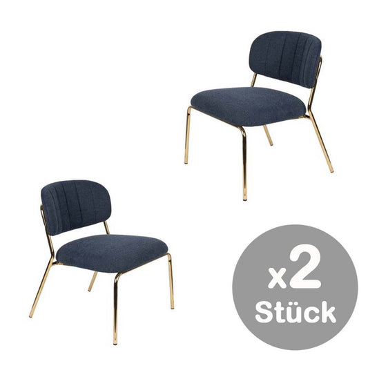 Jolien 2-er Set Lounge-Sessel Gold / Dunkelblau - Voelpe