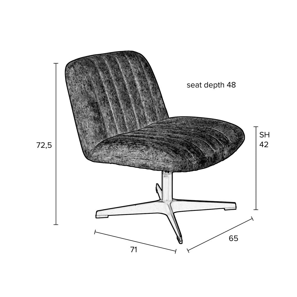 Belmond Rib Sessel drehbar Cord Gelb - Voelpe